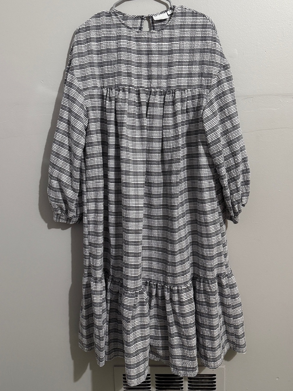 ASOS Dress Womens Size 8 Midi Gingham Tiered Prairie Cottagecore Puff Sleeve
